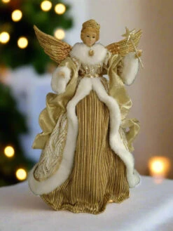 16" Gold & White Fairy Tree Topper