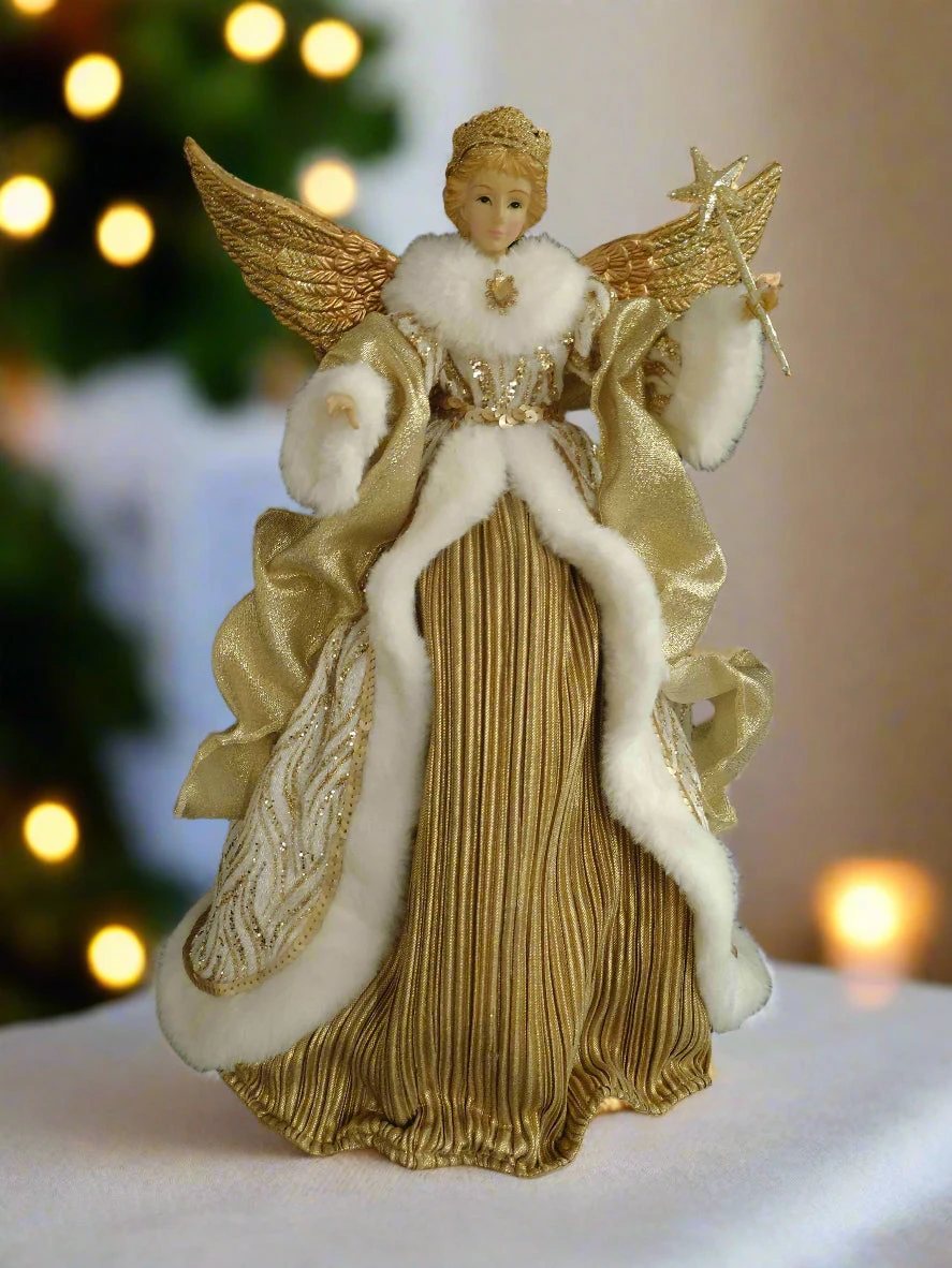 16" Gold & White Fairy Tree Topper 3 16" Gold & White Fairy Tree Topper