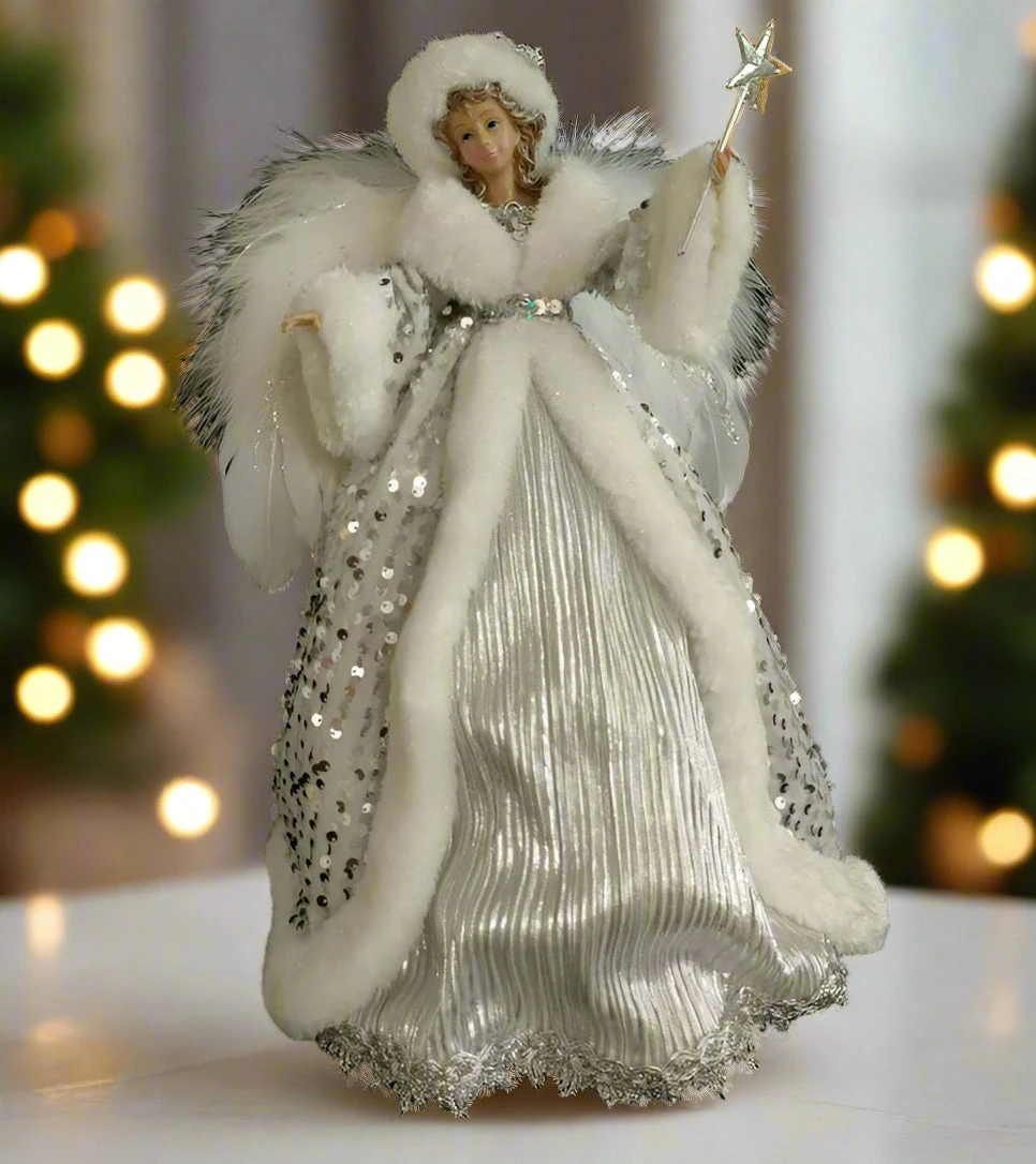 16" White & Silver Fairy Tree Topper 3 16" White & Silver Fairy Tree Topper
