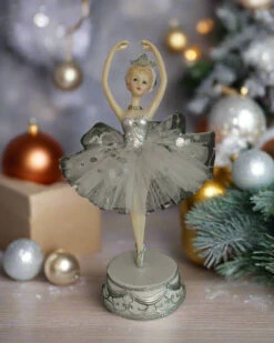 13" Silver Ballerina Music Box