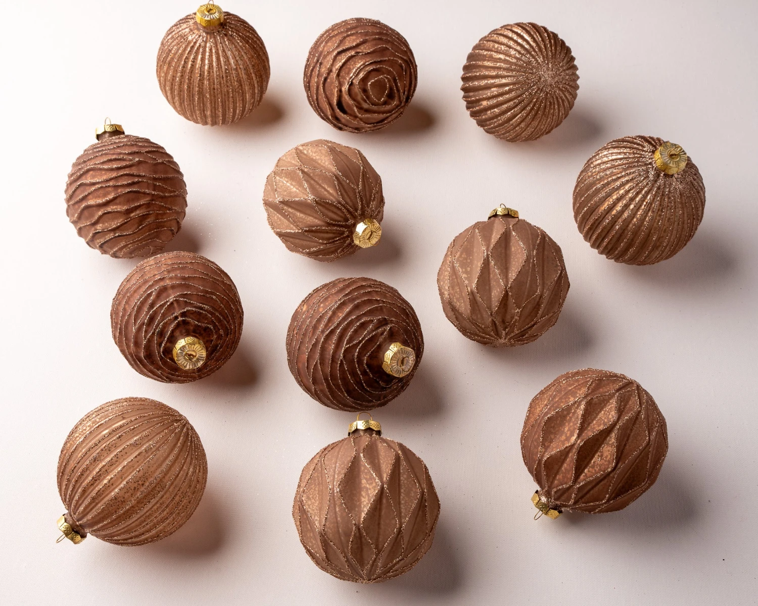 4" Copper Textured Glass Ball Set Of 12 3 4" Copper Textured Glass Ball Set Of 12