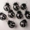 5" Black Feathered Glass Ball Ornament Set Of 9 -The Christmas Palace 0671404518 1