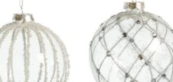 4" Crystal Silver & Glitter Ornament Assorted Set Of 12 7 4" Crystal Silver & Glitter Ornament Assorted Set Of 12 -The Christmas Palace 0671406713E