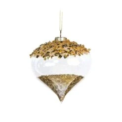 4" Crystal Gold Ornament With Gold Beads Set Of 12 -The Christmas Palace 0671406723 1