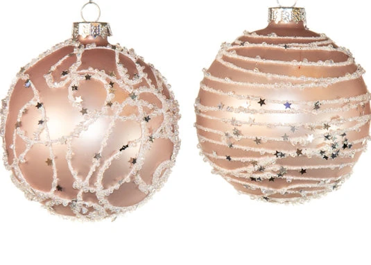 3" Pink With White Sequined Icing Assorted Ornament Set Of 12 4 3" Pink With White Sequined Icing Assorted Ornament Set Of 12 - Image 2