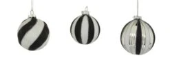 3" Black & White Assorted Ornament Set Of 12 -The Christmas Palace 0671406845