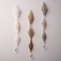 14" Assorted Glass Spun Hanging Drop Ornament Set Of 6