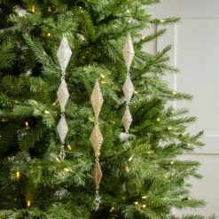 14" Assorted Glass Spun Hanging Drop Ornament Set Of 6 5 14" Assorted Glass Spun Hanging Drop Ornament Set Of 6 -The Christmas Palace 0671406902 2