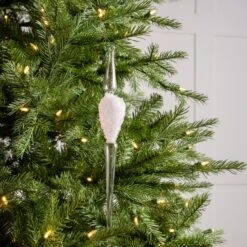 14" Pink Accented Glass Icicle Set Of 6