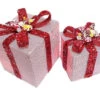 6" & 8" Red & White Stripe Gift Box With Sequin Bow -The Christmas Palace 0671407204