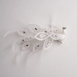 10" White Glitter Peacock Set Of 2