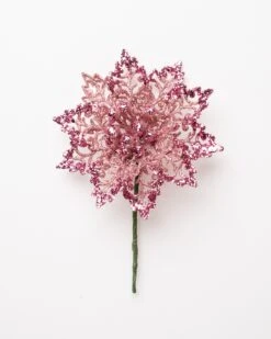 6" Glitter Poinsettia Set Of 6 -The Christmas Palace 0671408912 1