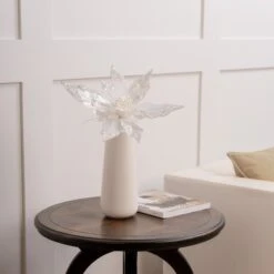 23" White Sheer Poinsettia Set Of 6 -The Christmas Palace 0671409295 2