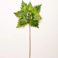 17" Green Jeweled Poinsettia Stem Set Of 6