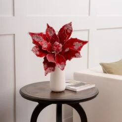 20" Icy Poinsettia Set Of 2 -The Christmas Palace 0671409726 2