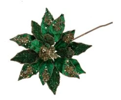 18" Icy Poinesttia Stem Set Of 6 11 18" Icy Poinesttia Stem Set Of 6 -The Christmas Palace 0671409738B