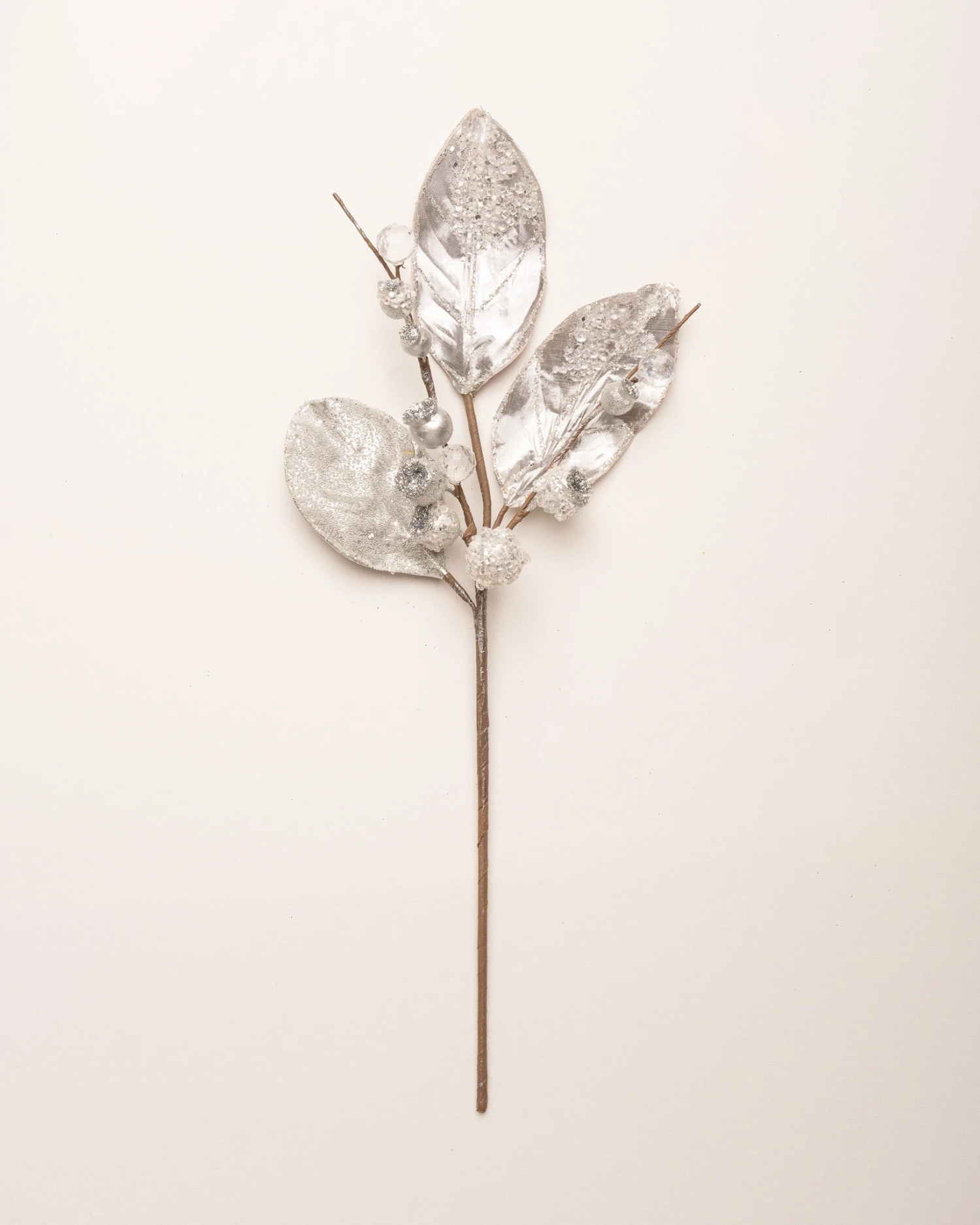 24" Silver & Icy Berry Magnolia Leaf Set Of 6 3 24" Silver & Icy Berry Magnolia Leaf Set Of 6