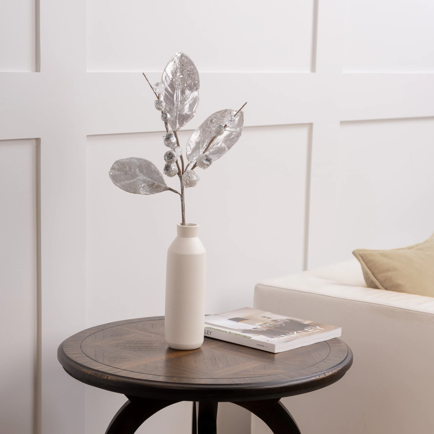 24" Silver & Icy Berry Magnolia Leaf Set Of 6 5 24" Silver & Icy Berry Magnolia Leaf Set Of 6 - Image 3