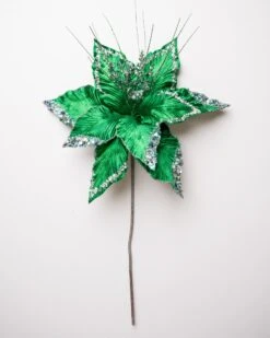 15" Green Poinsettia Velvet Pick Set Of 6 -The Christmas Palace 0671409849 1 79da87a7 509b 494e b94a b34cdf3b9db0