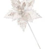 17" Silver Glitter Poinsettia Stem Set Of 6 1 17" Silver Glitter Poinsettia Stem Set Of 6 -The Christmas Palace 0671409942A