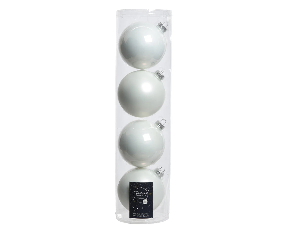 4" White Shiny Matte Ball Ornament Assorted Set Of 4 3 4" White Shiny Matte Ball Ornament Assorted Set Of 4