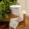 3" X 10YD Silver Jewel Lace Ribbon -The Christmas Palace 0671473023 1