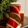 4" X10YD Red Velvet Ribbon With Gold Crotchet Trim -The Christmas Palace 0671474005 1