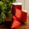 4" X10YD Red Mesh Ribbon -The Christmas Palace 0671474018 1