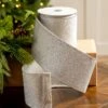 4" X10YD Silver Mesh Ribbon -The Christmas Palace 0671474020 1