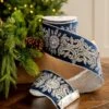 4" X5YD Navy Velvet Ribbon With Silver Beaded Jewels -The Christmas Palace 0671474035 1