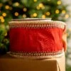 4" X5YD Red With Gold Crotchet Trim Edge 1 4" X5YD Red With Gold Crotchet Trim Edge -The Christmas Palace 0671474078 2
