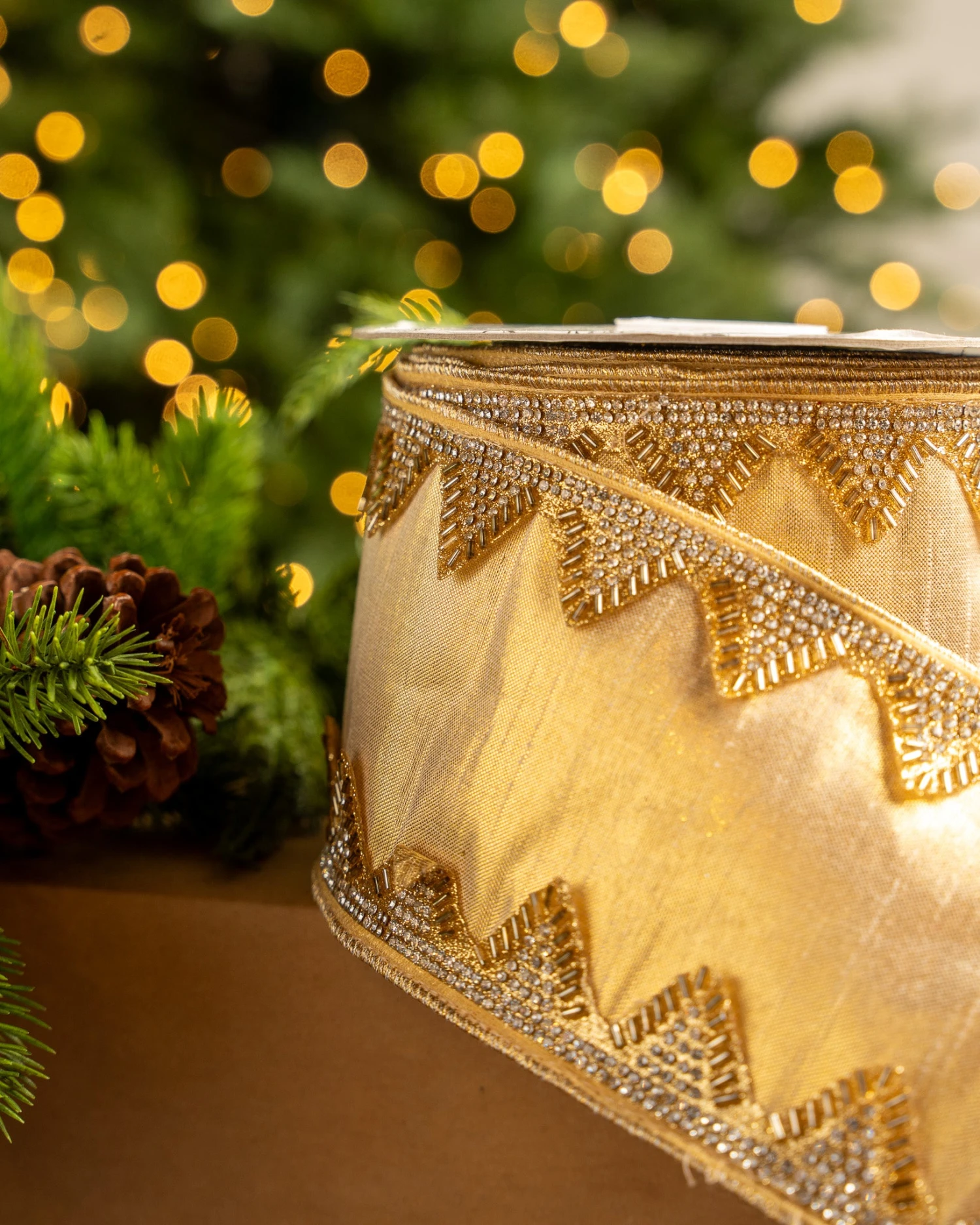 4" X10YD Gold With Silver Trim 4 4" X10YD Gold With Silver Trim - Image 2