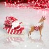 Santas Candy Cane Lace Sled With Reindeer -The Christmas Palace 0796229652 1