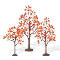Village Accessory Autumn Maple Trees Set Of 3