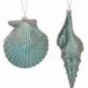 5"-7" Aqua Seashell Assorted Set Of 6 -The Christmas Palace 4390276005 1