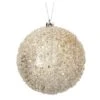 4" Champagne Iced Metallic Ball Ornament Set Of 12 -The Christmas Palace 4390283816