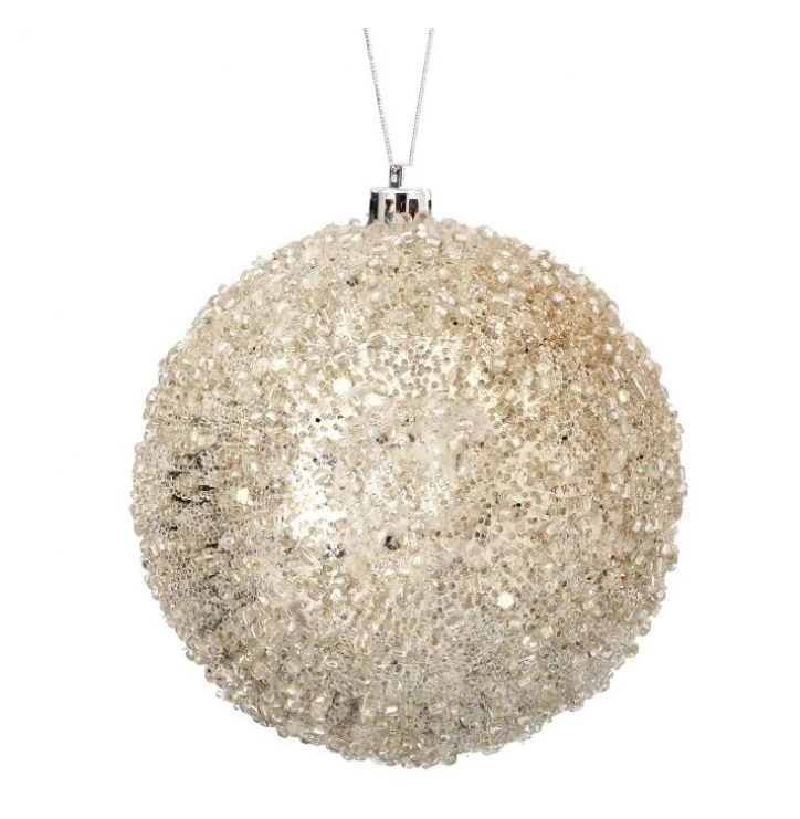 4" Champagne Iced Metallic Ball Ornament Set Of 12 3 4" Champagne Iced Metallic Ball Ornament Set Of 12