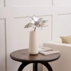 24" Metallic Sequin Edged Tip Poinsettia Set Of 12 -The Christmas Palace 4390302684 2