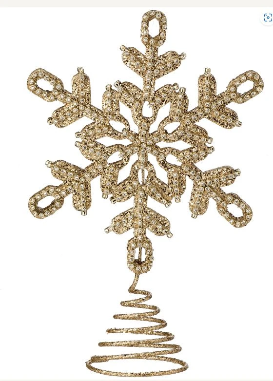 10.5" Champagne Jeweled Snowflake Tree Topper 3 10.5" Champagne Jeweled Snowflake Tree Topper