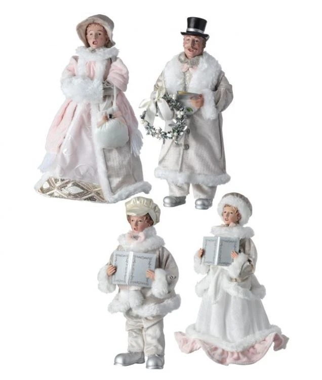 16"' Pink & Champagne Carolers Set Of 4 3 16"' Pink & Champagne Carolers Set Of 4
