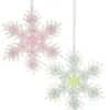 6" Pastel Pink & Green Snowflake Ornament Set Of 6 -The Christmas Palace 4390318329 1