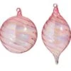5" Pink Swirl Glass Ornament Set Of 2 -The Christmas Palace 4889354636