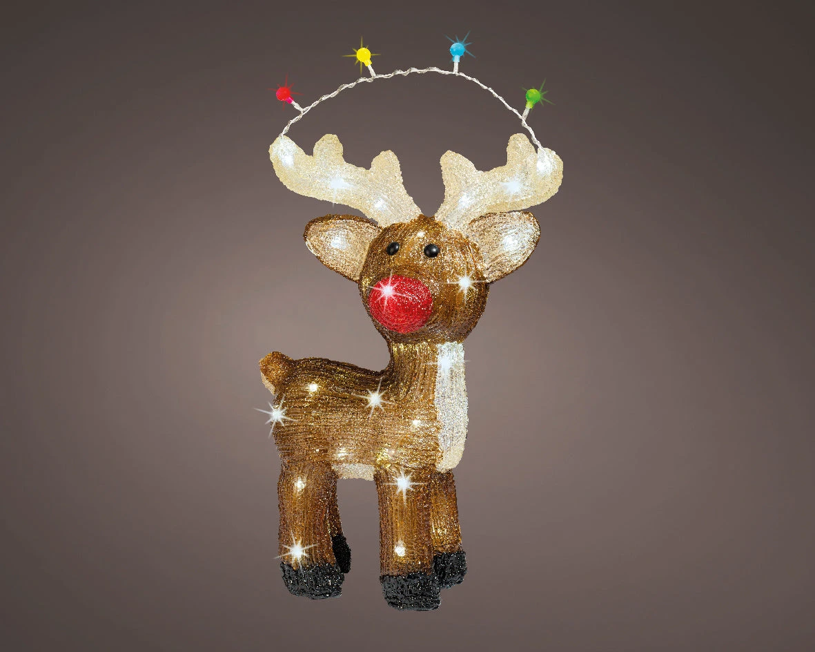 19" 48 LED Cool White Battery Operated Outdoor Reindeer Acrylic 3 19" 48 LED Cool White Battery Operated Outdoor Reindeer Acrylic