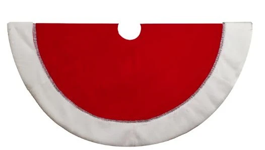 48" Red With White Border Tree Skirt 3 48" Red With White Border Tree Skirt